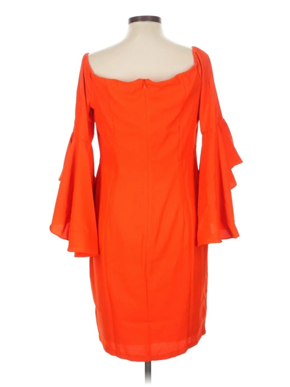 Venus Orange Ruffle-Sleeve Sheath Dress In Size 16 - Picture 2 of 9